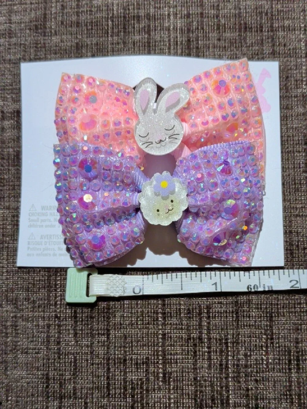 Claire's Pink and Lavender Sequin Bow Hair Clips with Charms